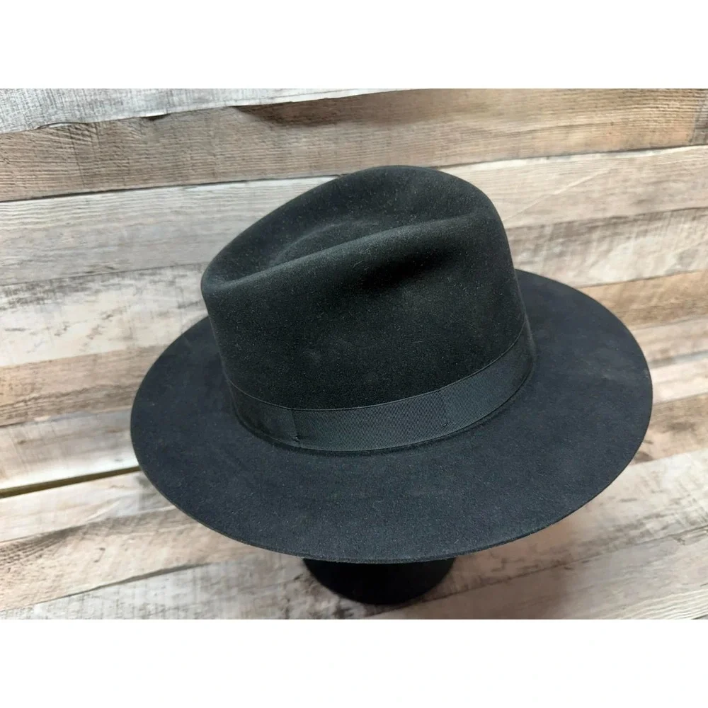 Millers Cowboy Hat Made by Imperial‎ Stetson Black Leather Red Feather Sz 7 1/8